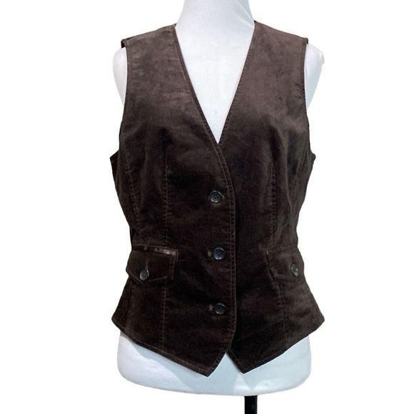 Eddie Bauer Jackets & Blazers - Vintage Eddie Bauer Chocolate Brown Stretch Velvet Vest NWOT